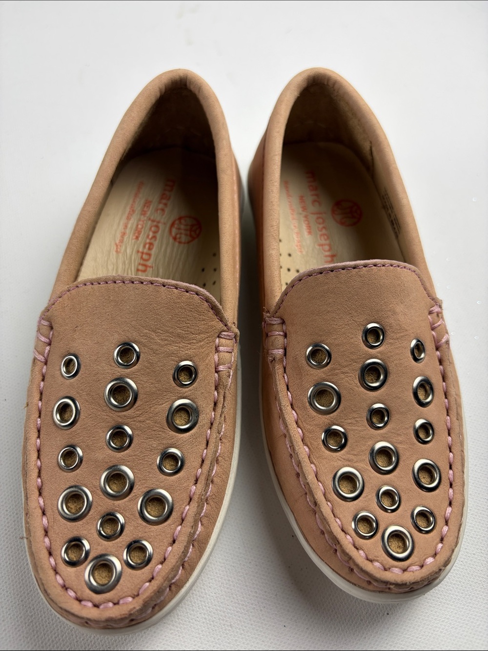 MARC JOSEPH MOTT STREET PINK NUBUCK GROMMET LOAFERS GIRLS SIZE 11